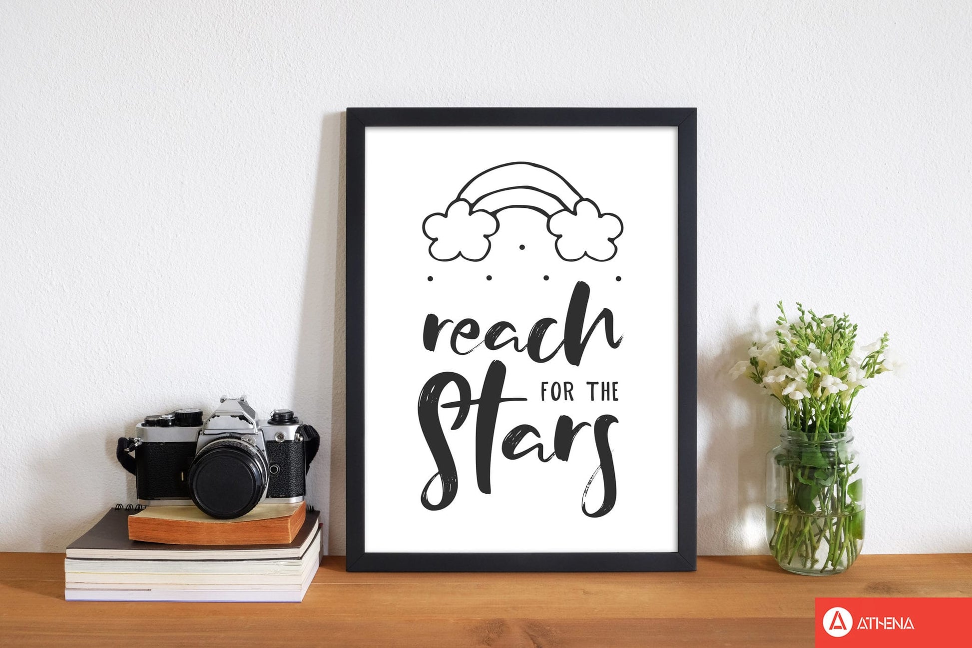 Reach for the stars black modern fine art print