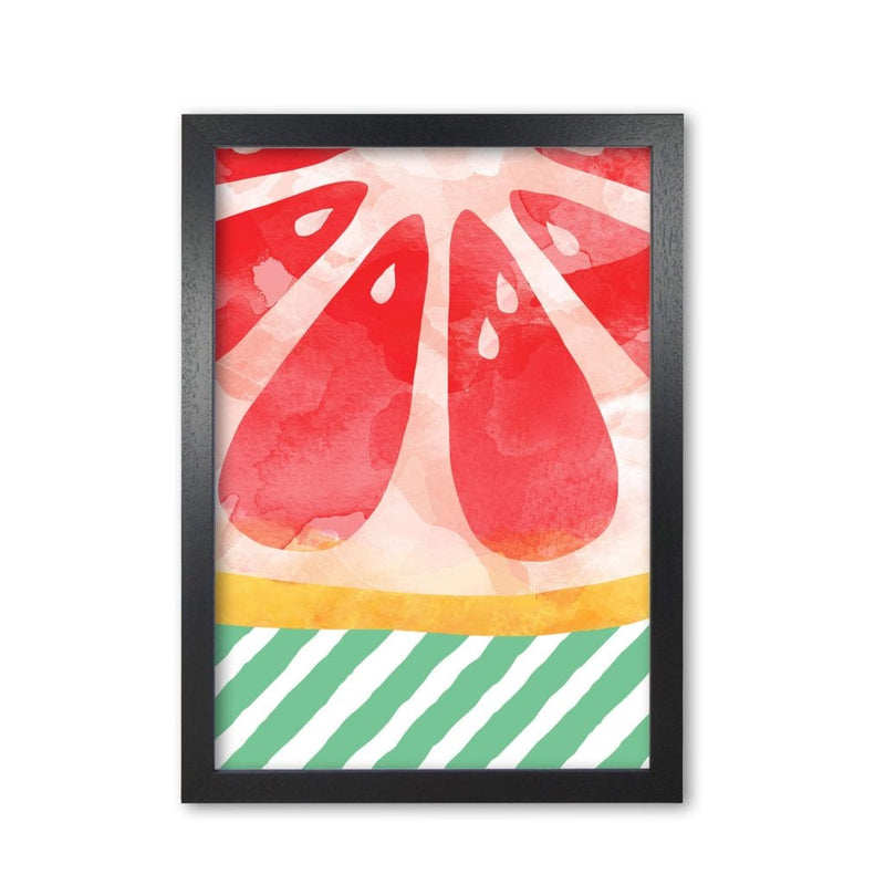 Red grapefruit abstract fine art print by orara studio, framed kitchen wall art