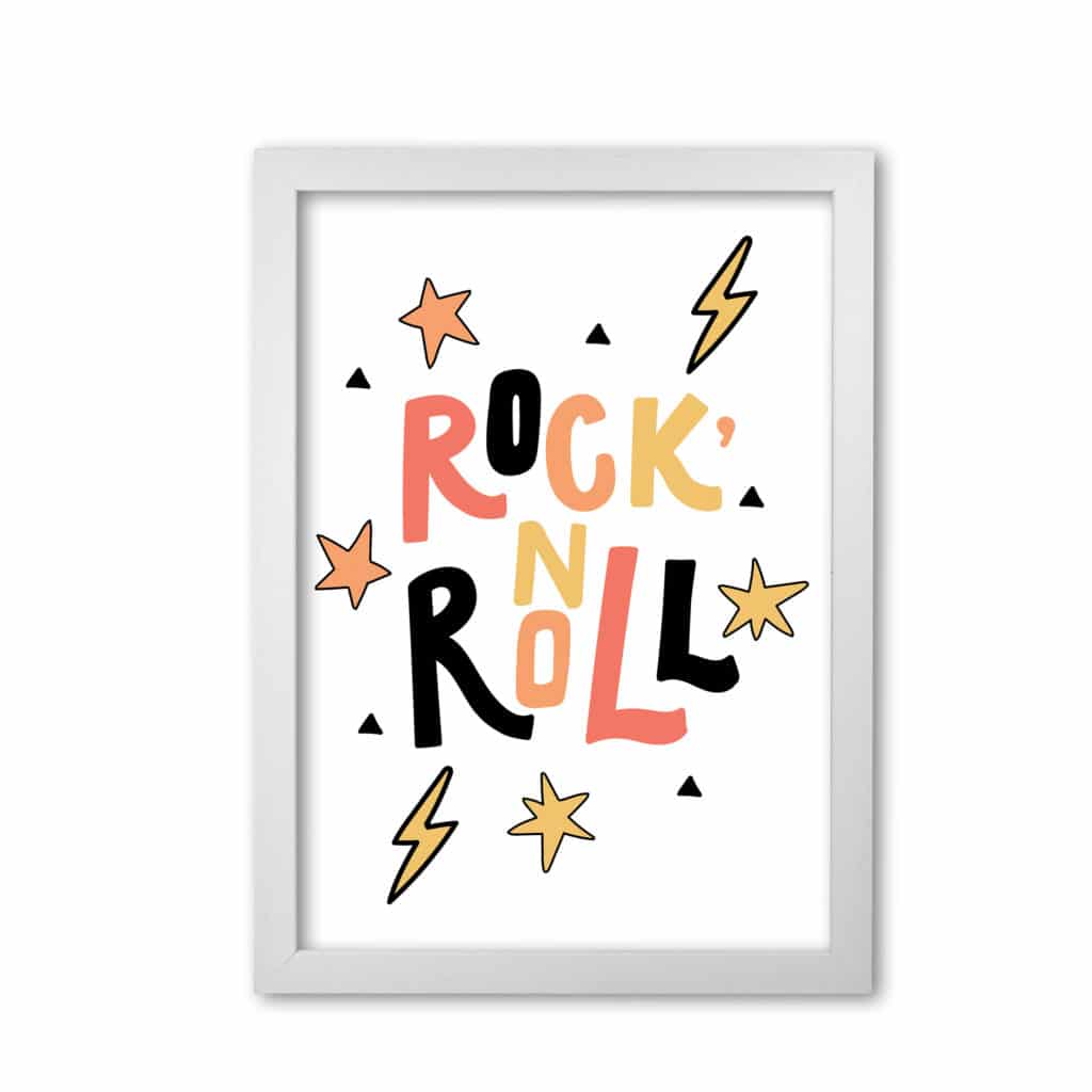 Rock &#39;n roll modern fine art print, framed childrens nursey wall art poster