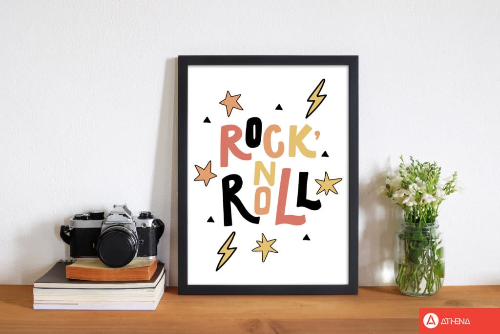 Rock &#39;n roll modern fine art print, framed childrens nursey wall art poster