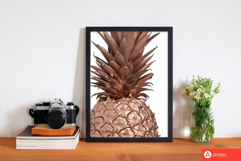 Rose gold pineapple modern fine art print, framed kitchen wall art
