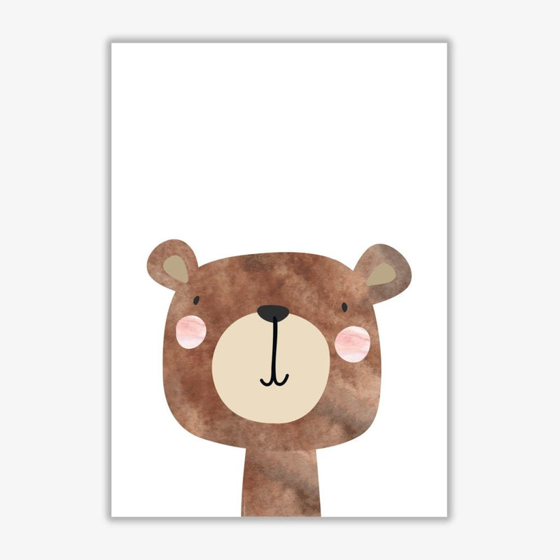 Scandi brown bear watercolour modern fine art print, framed childrens nursey wall art poster