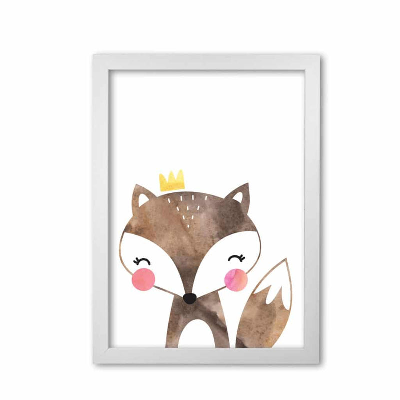Scandi brown fox watercolour modern fine art print, framed childrens nursey wall art poster