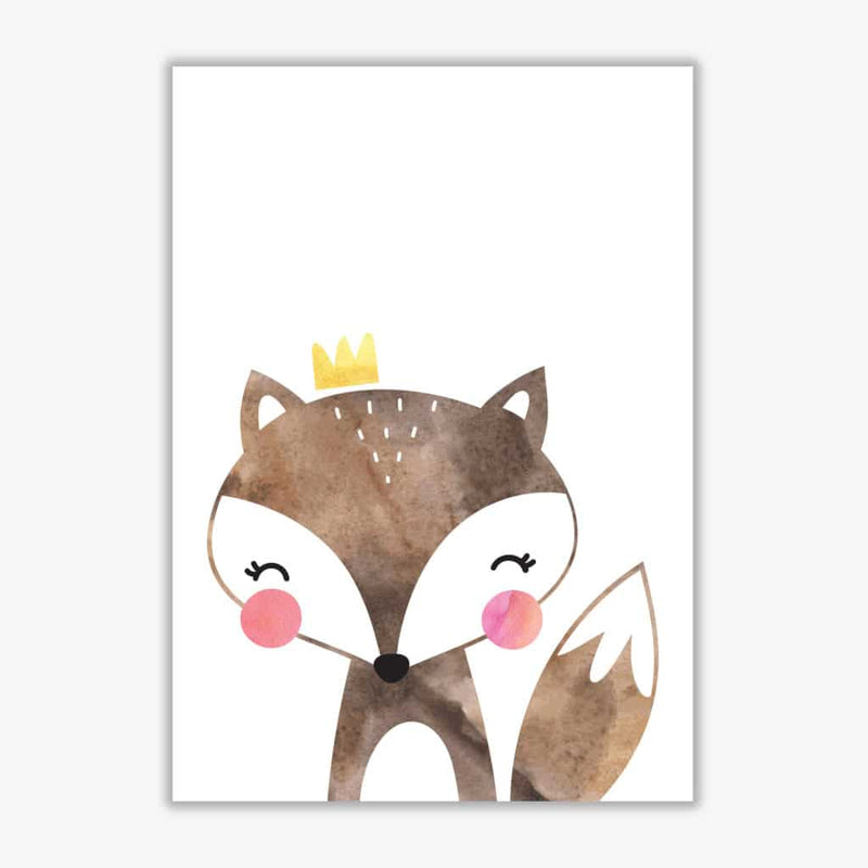 Scandi brown fox watercolour modern fine art print, framed childrens nursey wall art poster