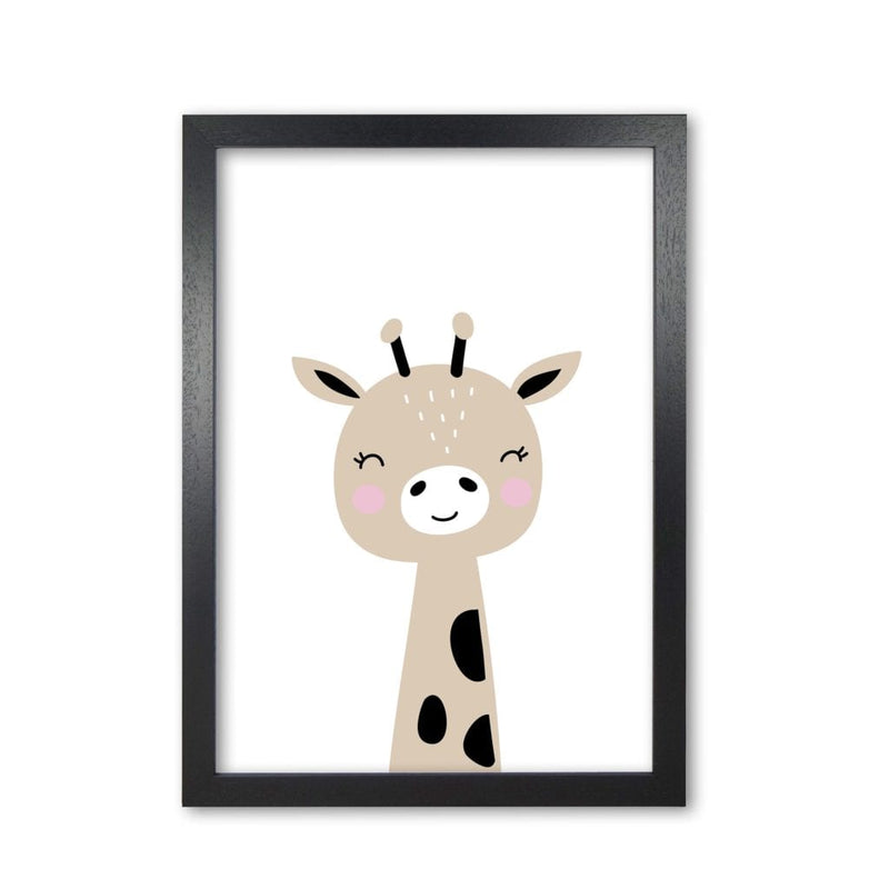Scandi brown giraffe modern fine art print, framed childrens nursey wall art poster
