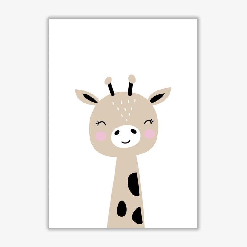 Scandi brown giraffe modern fine art print, framed childrens nursey wall art poster