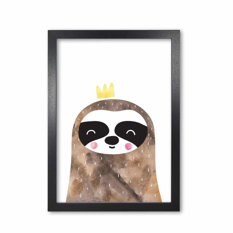 Scandi brown sloth watercolour modern fine art print, framed childrens nursey wall art poster