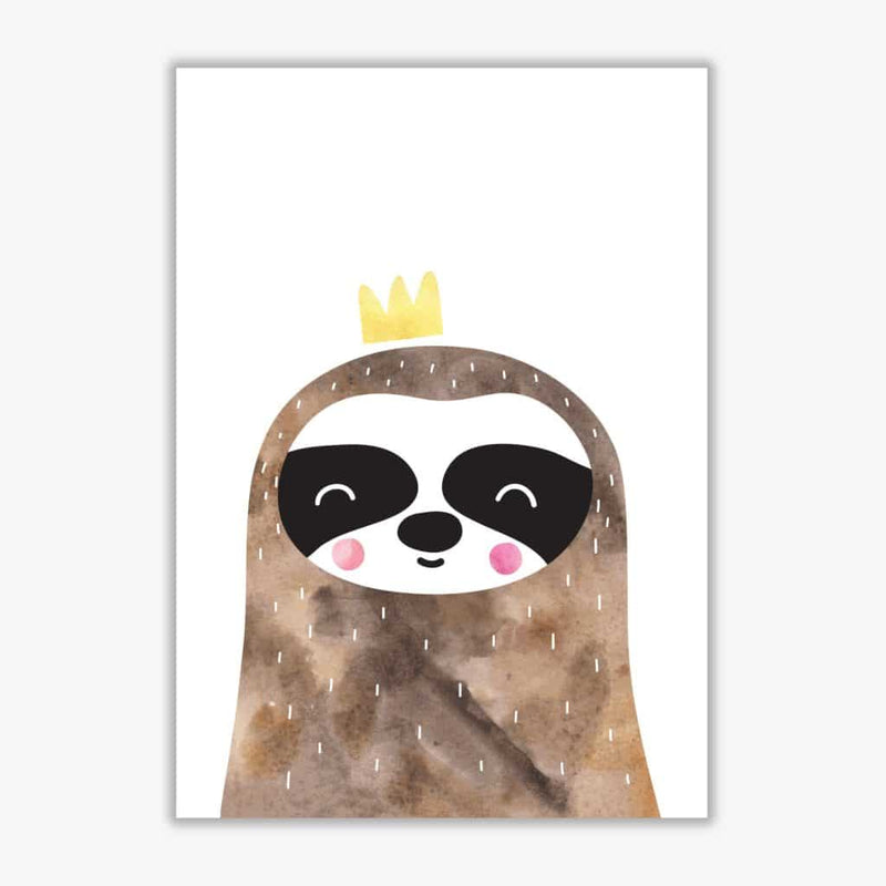 Scandi brown sloth watercolour modern fine art print, framed childrens nursey wall art poster