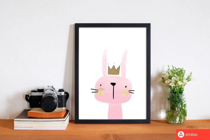 Scandi bunny watercolour modern fine art print, framed childrens nursey wall art poster