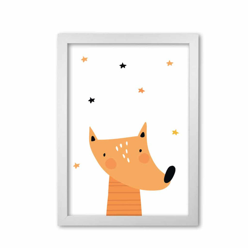 Scandi fox modern fine art print, framed childrens nursey wall art poster