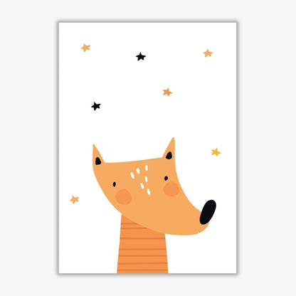Scandi fox modern fine art print, framed childrens nursey wall art poster
