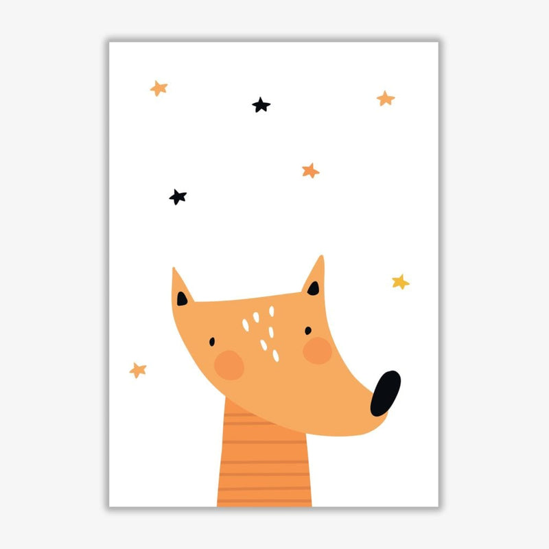 Scandi fox modern fine art print, framed childrens nursey wall art poster