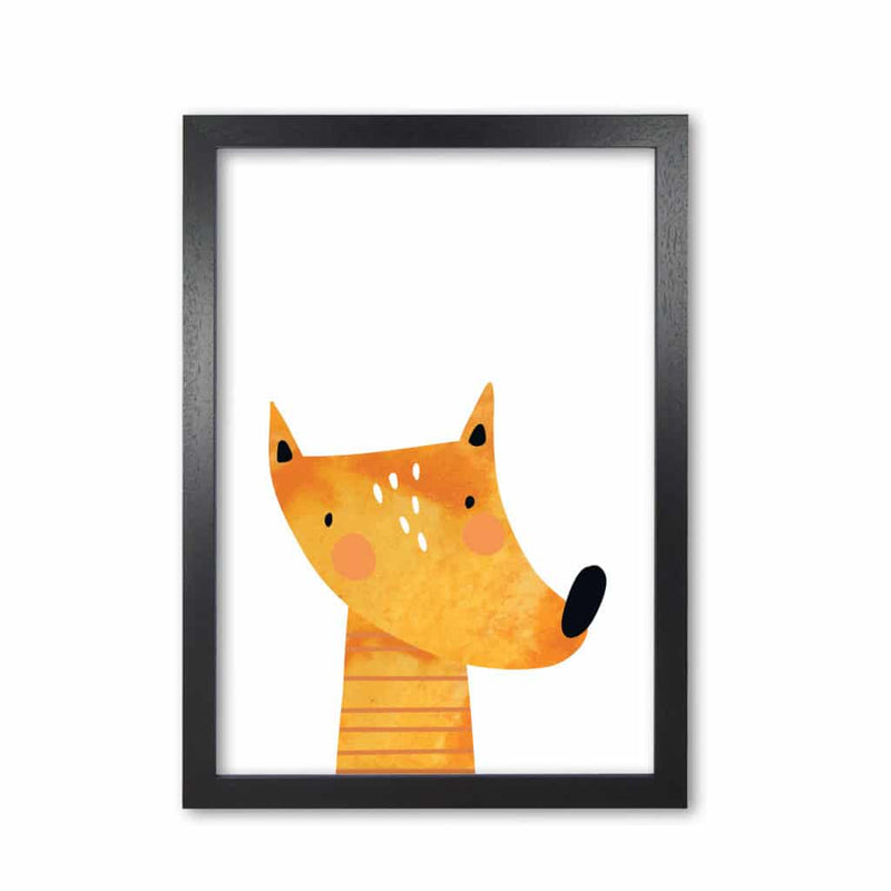 Scandi fox watercolour modern fine art print, framed childrens nursey wall art poster