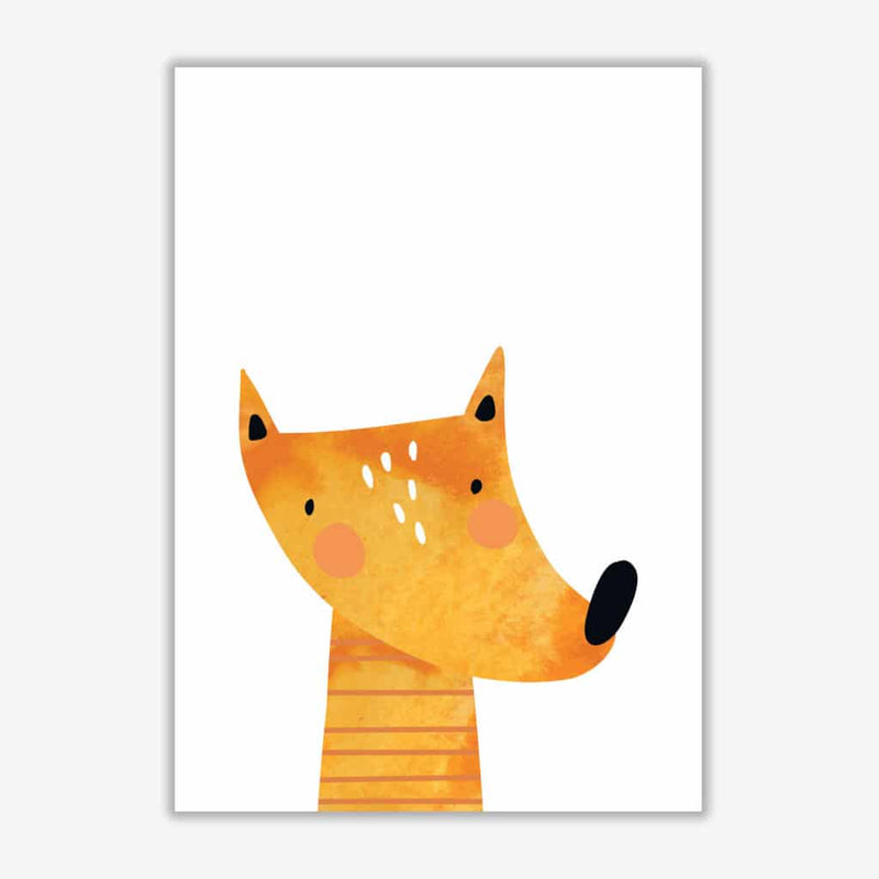 Scandi fox watercolour modern fine art print, framed childrens nursey wall art poster
