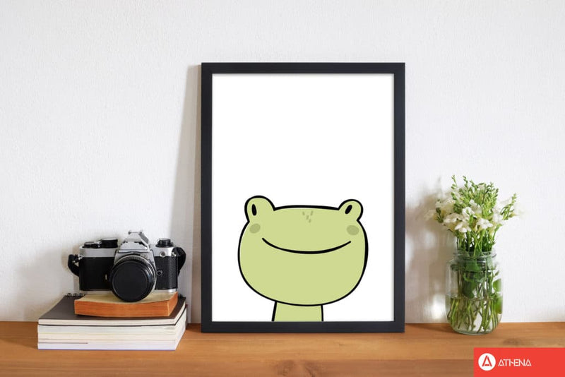 Scandi frog modern fine art print, framed childrens nursey wall art poster
