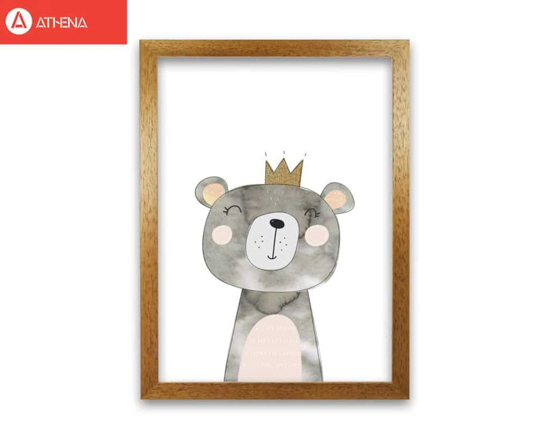 Scandi grey bear watercolour modern fine art print, framed childrens nursey wall art poster