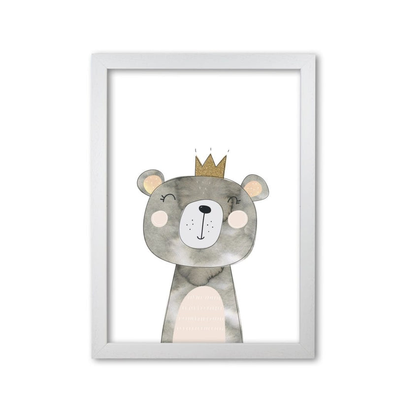 Scandi grey bear watercolour modern fine art print, framed childrens nursey wall art poster