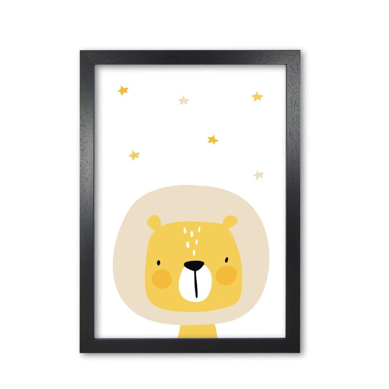 Scandi lion and stars modern fine art print, framed childrens nursey wall art poster