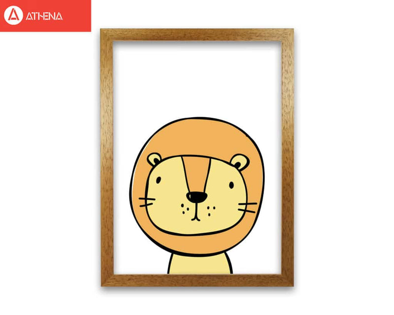 Scandi lion modern fine art print, framed childrens nursey wall art poster