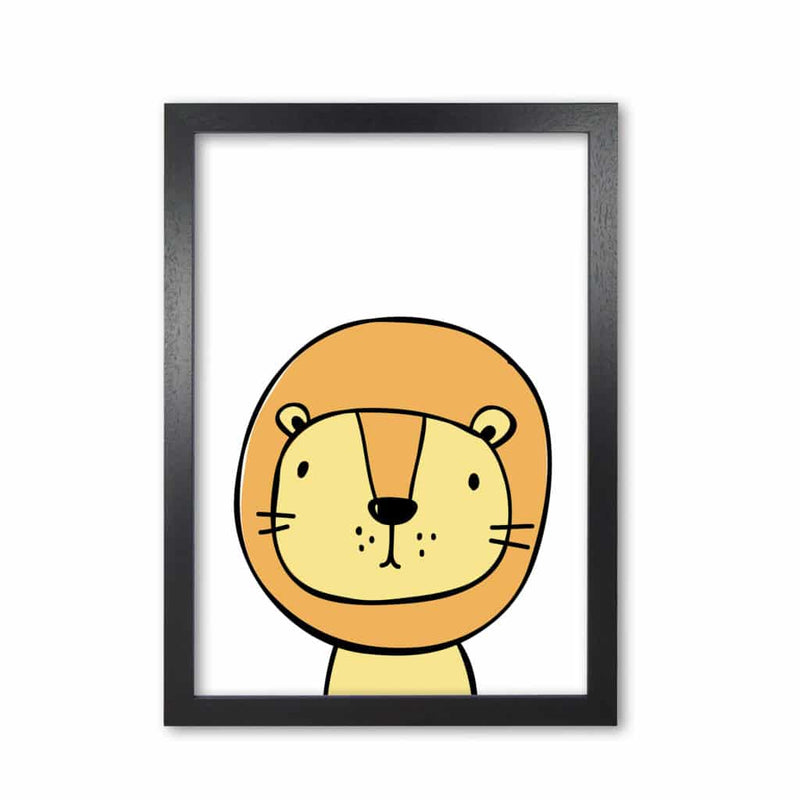Scandi lion modern fine art print, framed childrens nursey wall art poster