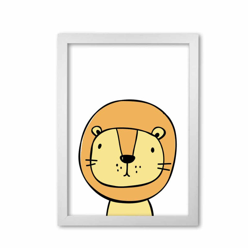 Scandi lion modern fine art print, framed childrens nursey wall art poster