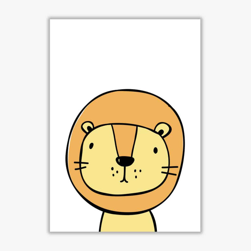Scandi lion modern fine art print, framed childrens nursey wall art poster