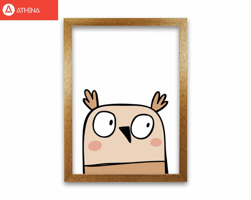 Scandi owl modern fine art print, framed childrens nursey wall art poster