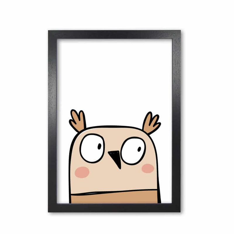 Scandi owl modern fine art print, framed childrens nursey wall art poster
