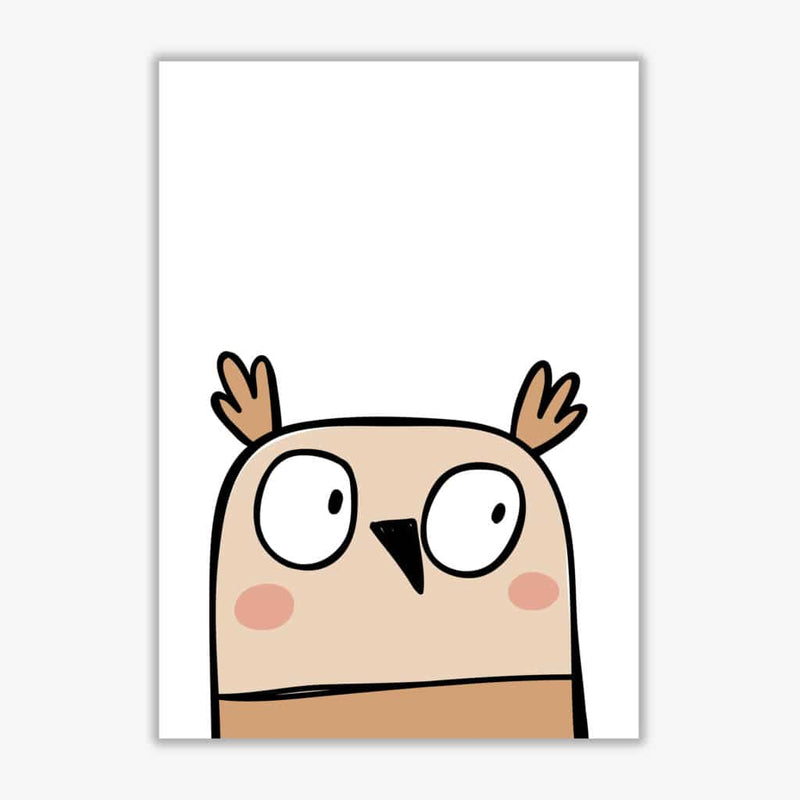 Scandi owl modern fine art print, framed childrens nursey wall art poster