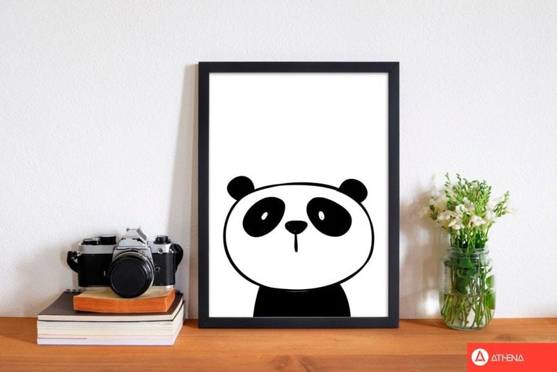 Scandi panda modern fine art print, framed childrens nursey wall art poster