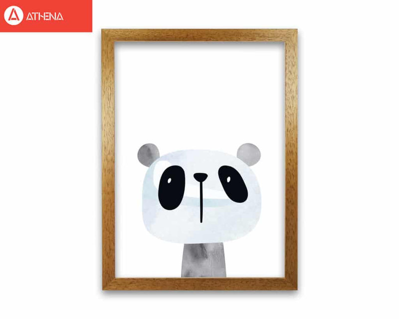 Scandi panda watercolour modern fine art print, framed childrens nursey wall art poster