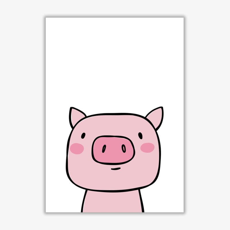 Scandi pink pig modern fine art print, framed childrens nursey wall art poster