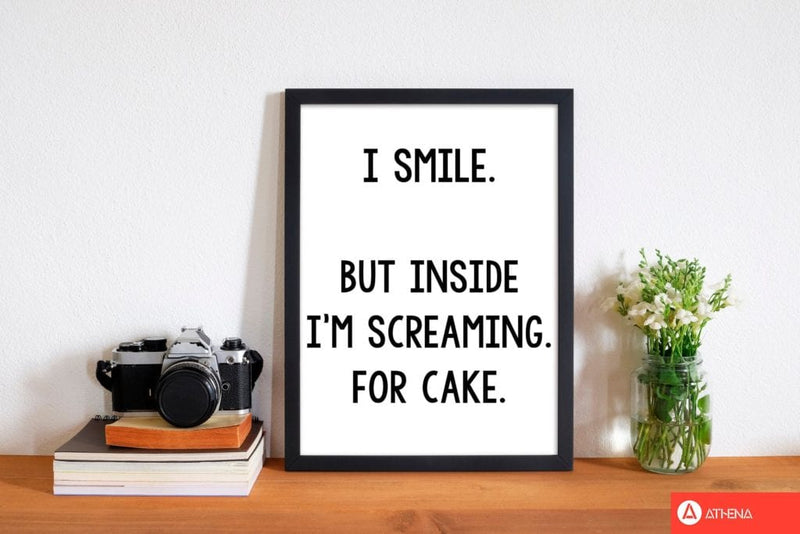 Screaming for cake modern fine art print, framed kitchen wall art