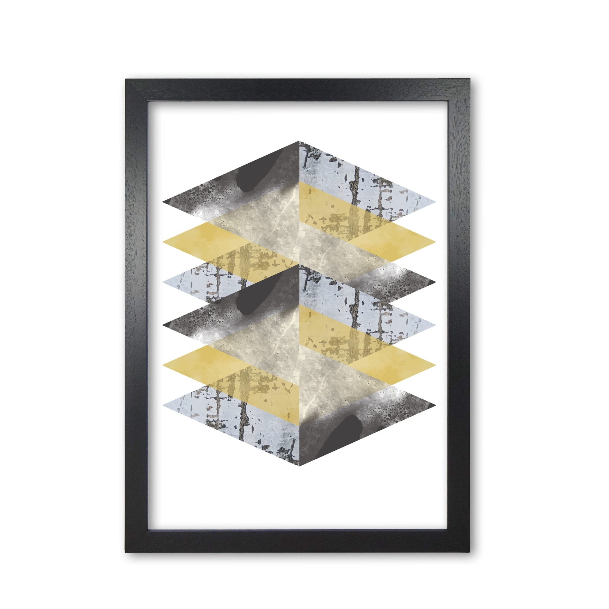 Scuff, yellow and grey abstract triangles modern fine art print