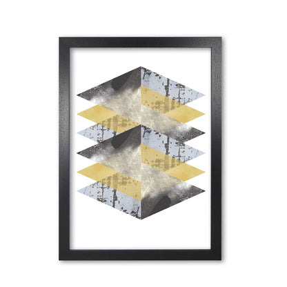 Scuff, yellow and grey abstract triangles modern fine art print