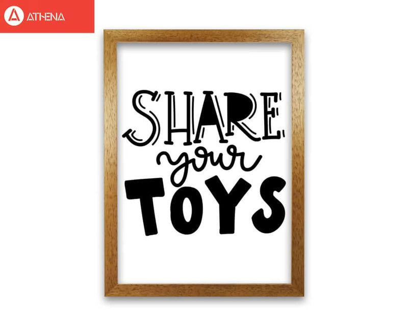 Share your toys modern fine art print, framed childrens nursey wall art poster