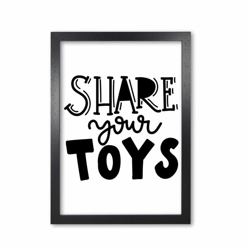 Share your toys modern fine art print, framed childrens nursey wall art poster