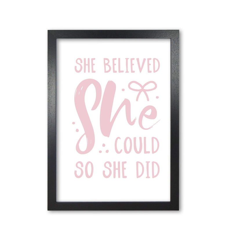 She believed she could so she did baby pink modern fine art print