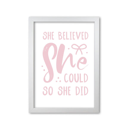She believed she could so she did baby pink modern fine art print
