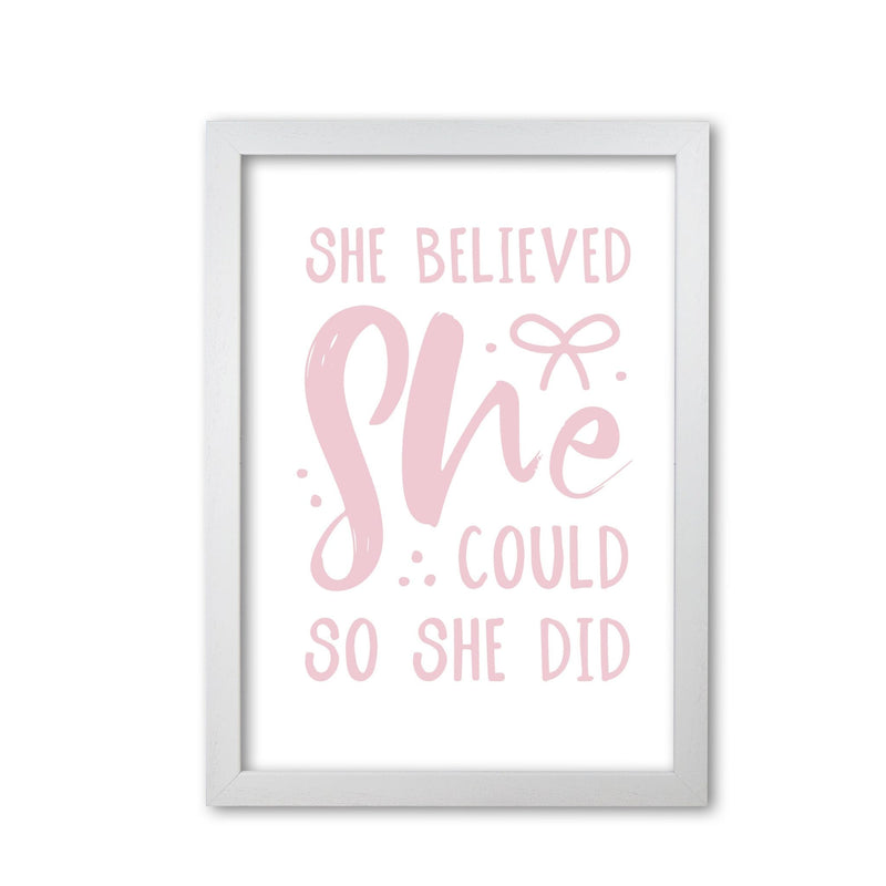She believed she could so she did baby pink modern fine art print