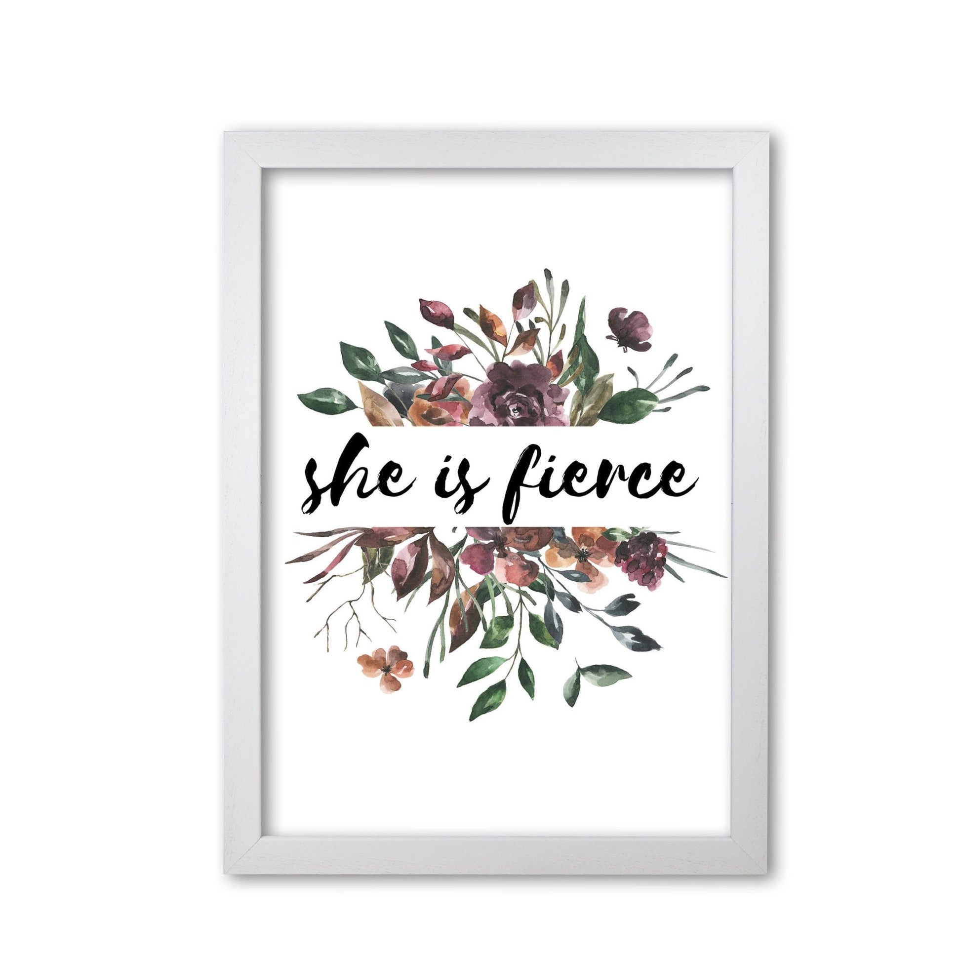 She is fierce mixed floral modern fine art print
