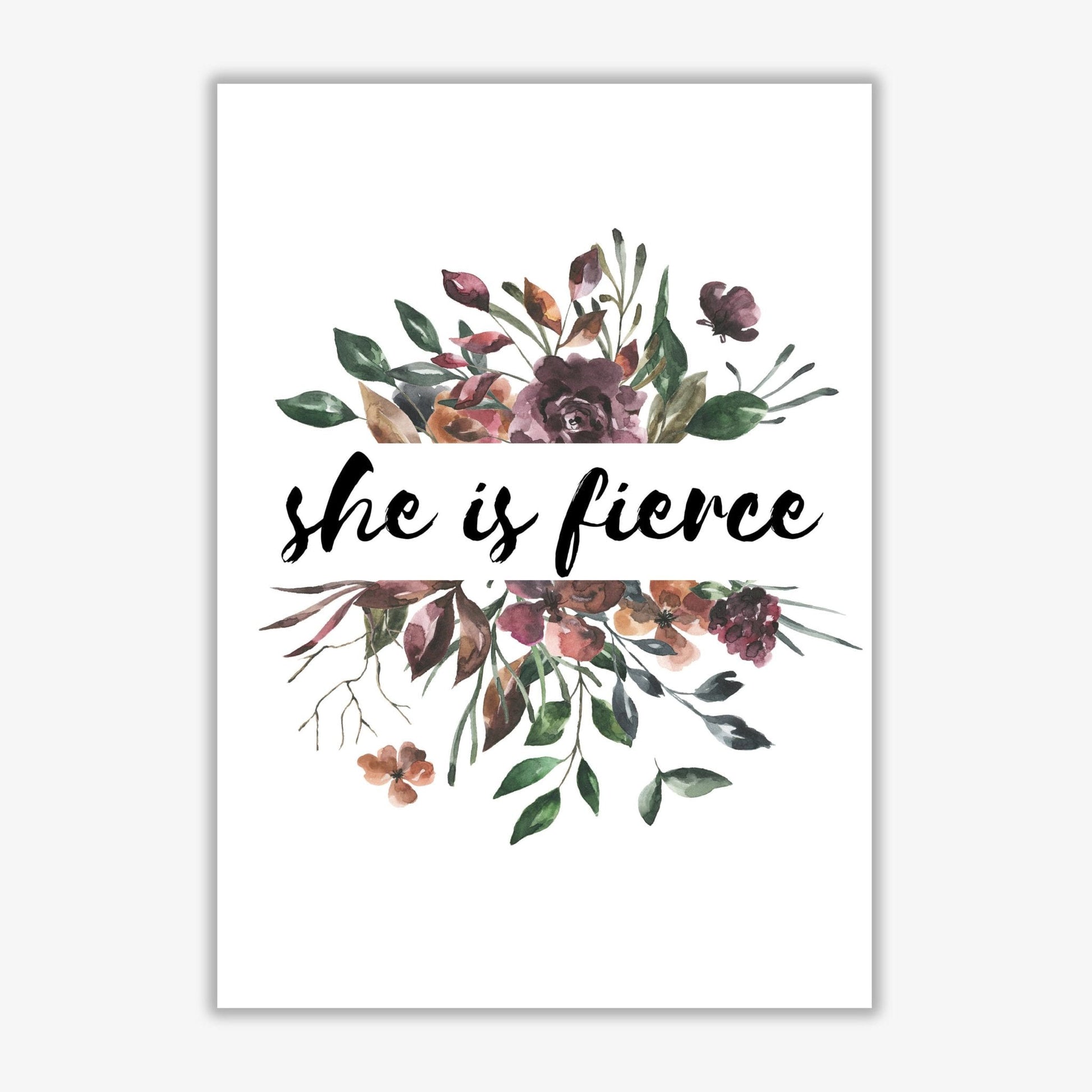 She is fierce mixed floral modern fine art print