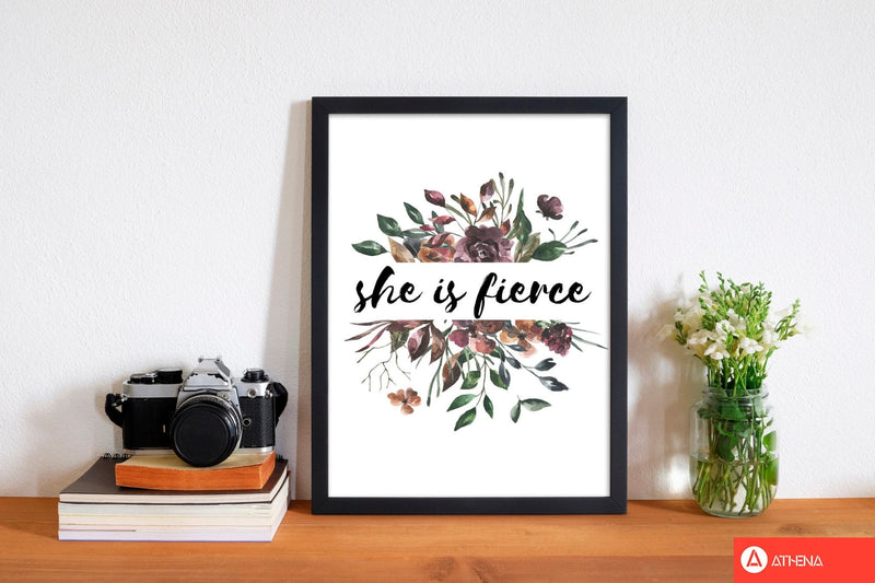 She is fierce mixed floral modern fine art print