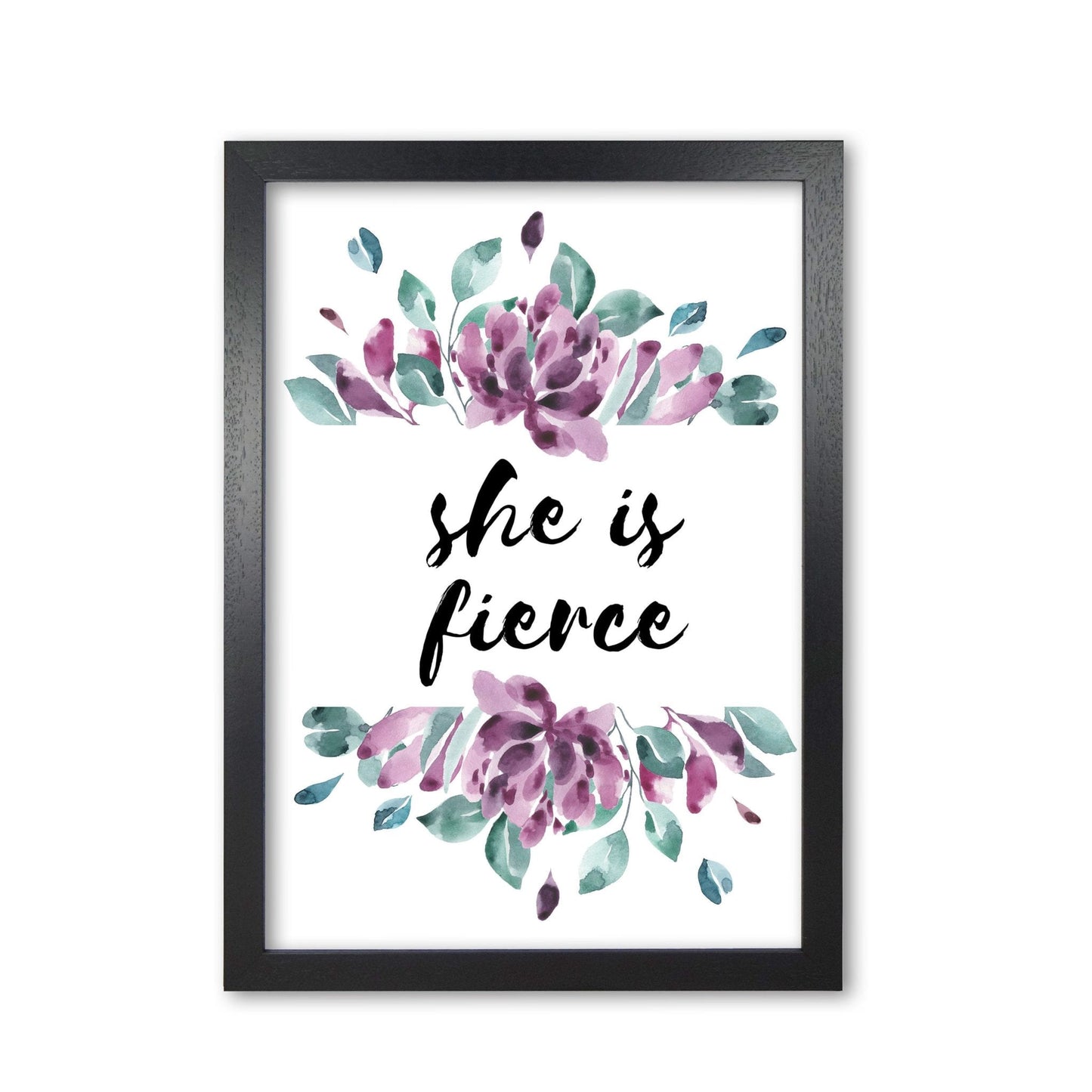 She is fierce purple floral modern fine art print