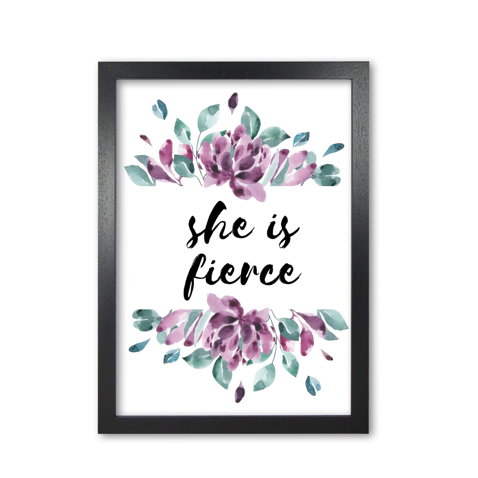 She is fierce purple floral modern fine art print