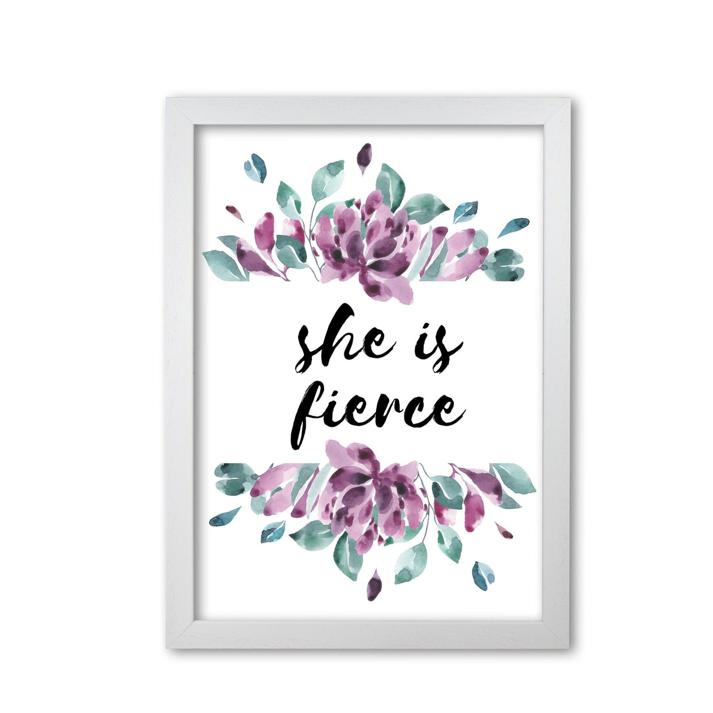 She is fierce purple floral modern fine art print