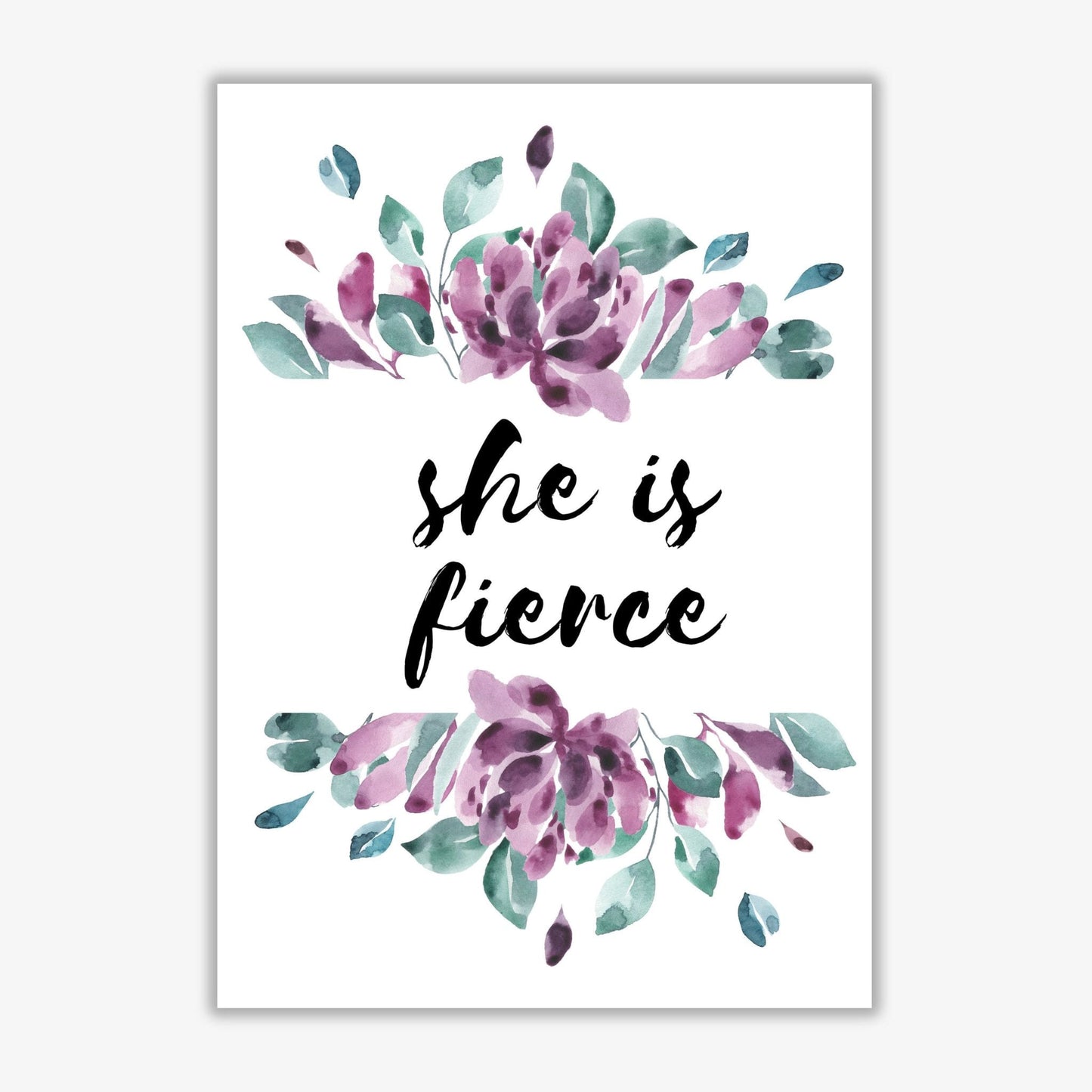 She is fierce purple floral modern fine art print