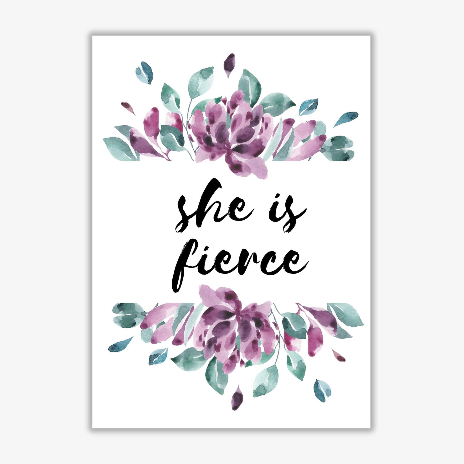 She is fierce purple floral modern fine art print