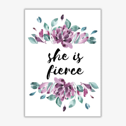 She is fierce purple floral modern fine art print