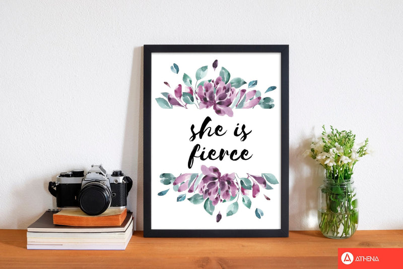 She is fierce purple floral modern fine art print